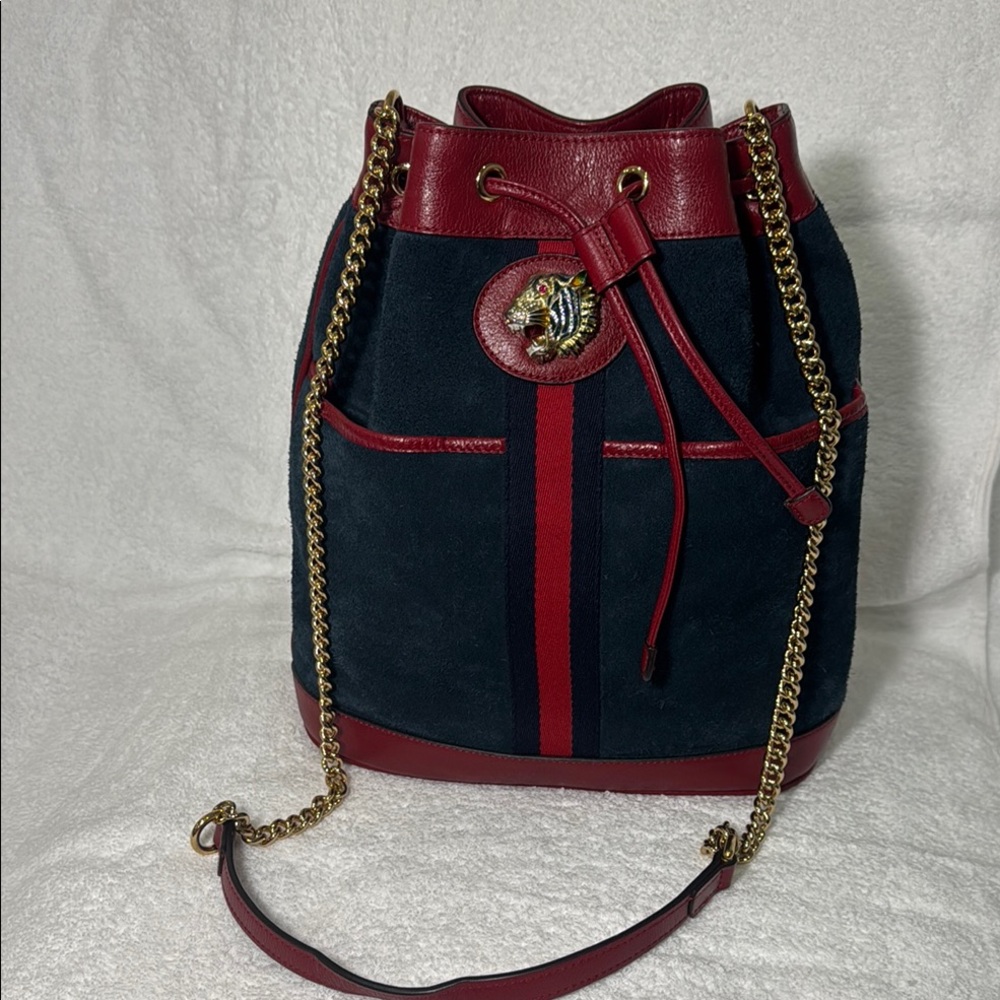 Luxury Red and Black Bucket Bag